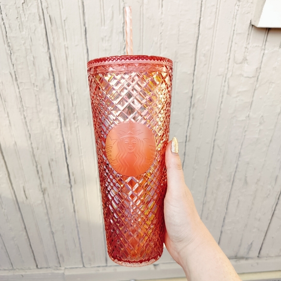Starbucks Other - NWT Starbucks Rose Gold Light Pink Jeweled 24 Oz Tumbler Holiday 2021